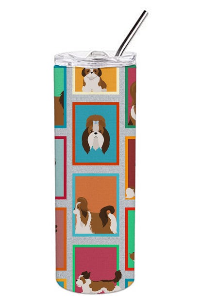 Lots of Shih Tzu Stainless Steel Skinny Tumbler Vacuum Double Walled Reusable Insulated Tumbler Travel Cup for Coffee Cocktails Gift with Lid, 20 oz - Renee Lane Company