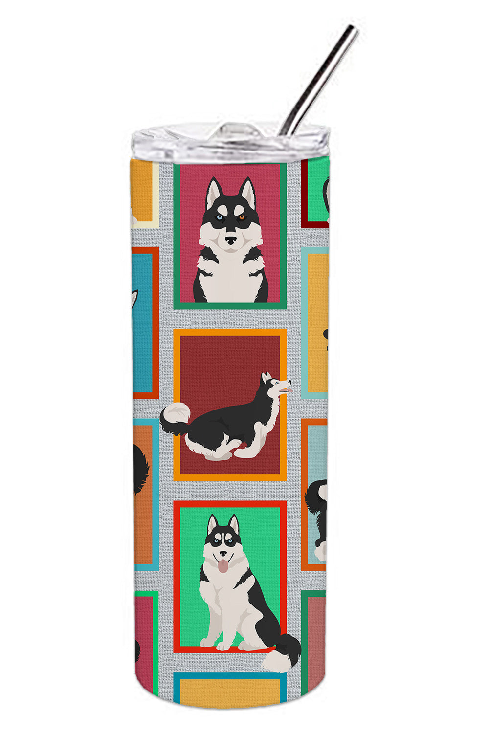 Lots of Siberian Husky Stainless Steel Skinny Tumbler Vacuum Double Walled Reusable Insulated Tumbler Travel Cup for Coffee Cocktails Gift with Lid, 20 oz - Renee Lane Company