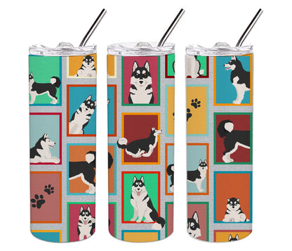 Lots of Siberian Husky Stainless Steel Skinny Tumbler Vacuum Double Walled Reusable Insulated Tumbler Travel Cup for Coffee Cocktails Gift with Lid, 20 oz - Renee Lane Company
