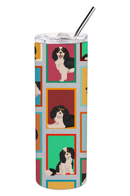 Lots of Tricolor Cavalier Spaniel Stainless Steel Skinny Tumbler Vacuum Double Walled Reusable Insulated Tumbler Travel Cup for Coffee Cocktails Gift with Lid, 20 oz - Renee Lane Company