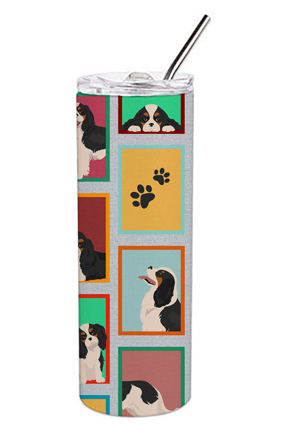 Lots of Tricolor Cavalier Spaniel Stainless Steel Skinny Tumbler Vacuum Double Walled Reusable Insulated Tumbler Travel Cup for Coffee Cocktails Gift with Lid, 20 oz - Renee Lane Company