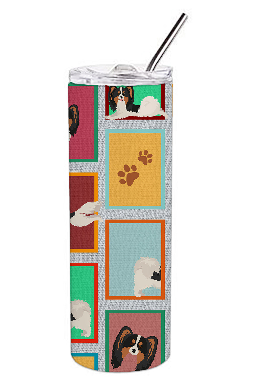 Lots of Tricolor Papillon Stainless Steel Skinny Tumbler Vacuum Double Walled Reusable Insulated Tumbler Travel Cup for Coffee Cocktails Gift with Lid, 20 oz - Renee Lane Company