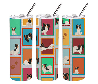 Lots of Tricolor Papillon Stainless Steel Skinny Tumbler Vacuum Double Walled Reusable Insulated Tumbler Travel Cup for Coffee Cocktails Gift with Lid, 20 oz - Renee Lane Company