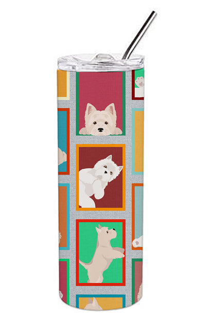Lots of Westie Stainless Steel Skinny Tumbler Vacuum Double Walled Reusable Insulated Tumbler Travel Cup for Coffee Cocktails Gift with Lid, 20 oz - Renee Lane Company