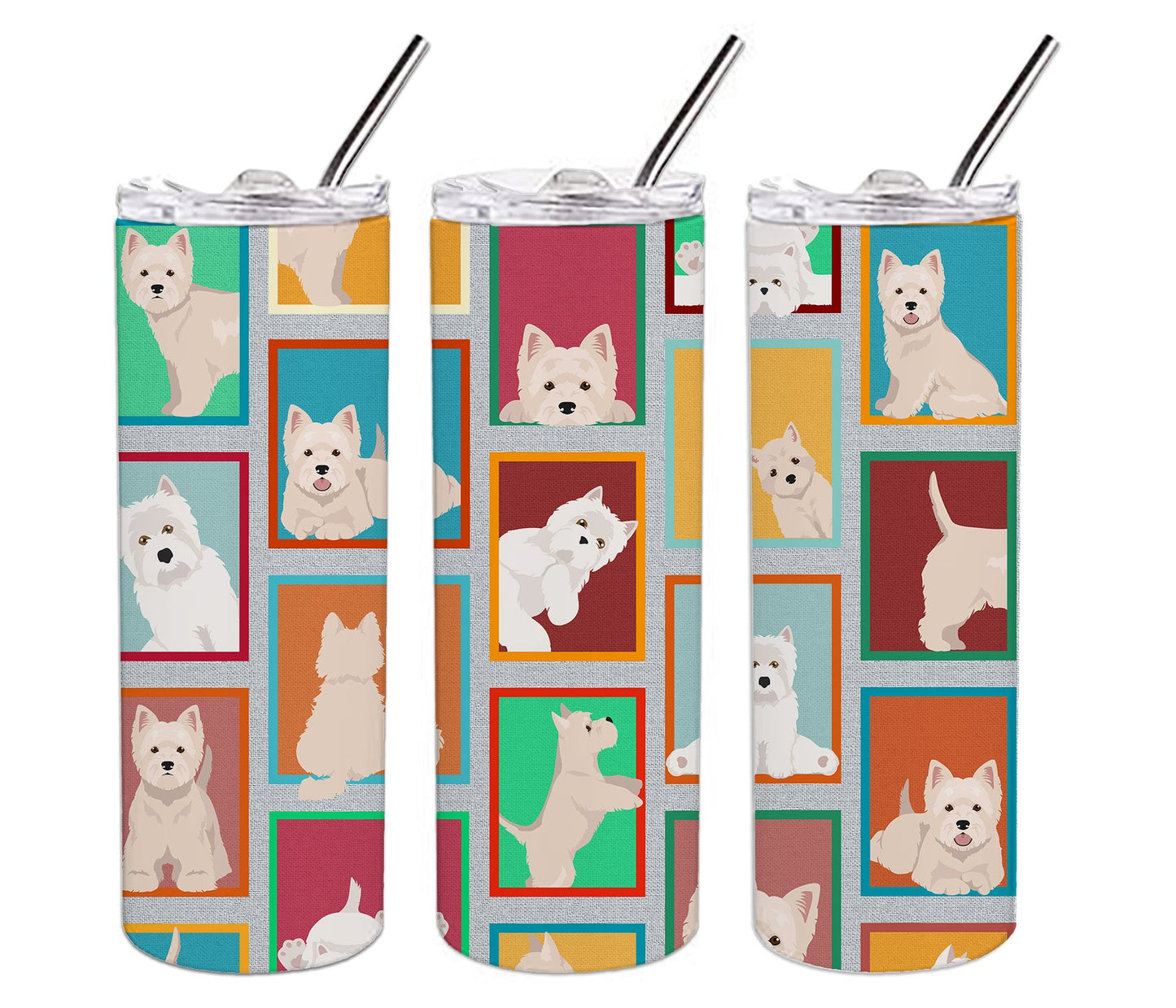 Lots of Westie Stainless Steel Skinny Tumbler Vacuum Double Walled Reusable Insulated Tumbler Travel Cup for Coffee Cocktails Gift with Lid, 20 oz - Renee Lane Company