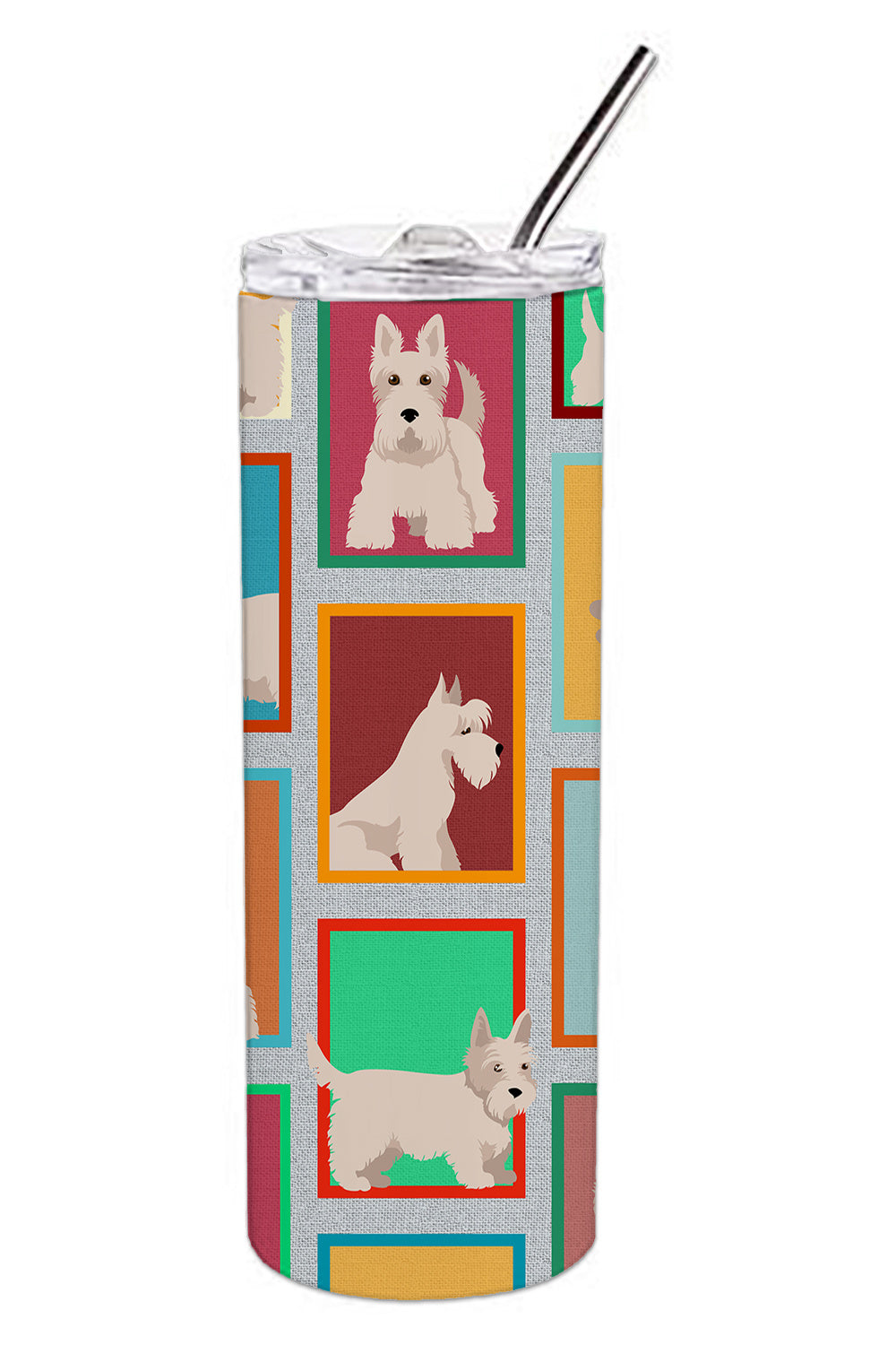 Lots of Wheaten Scottish Terrier Stainless Steel Skinny Tumbler Vacuum Double Walled Reusable Insulated Tumbler Travel Cup for Coffee Cocktails Gift with Lid, 20 oz - Renee Lane Company