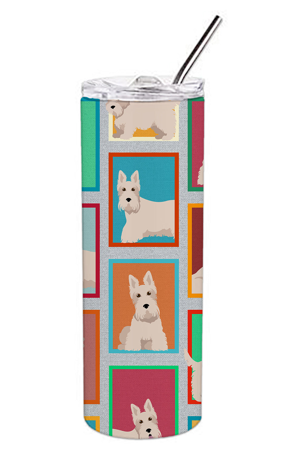 Lots of Wheaten Scottish Terrier Stainless Steel Skinny Tumbler Vacuum Double Walled Reusable Insulated Tumbler Travel Cup for Coffee Cocktails Gift with Lid, 20 oz - Renee Lane Company
