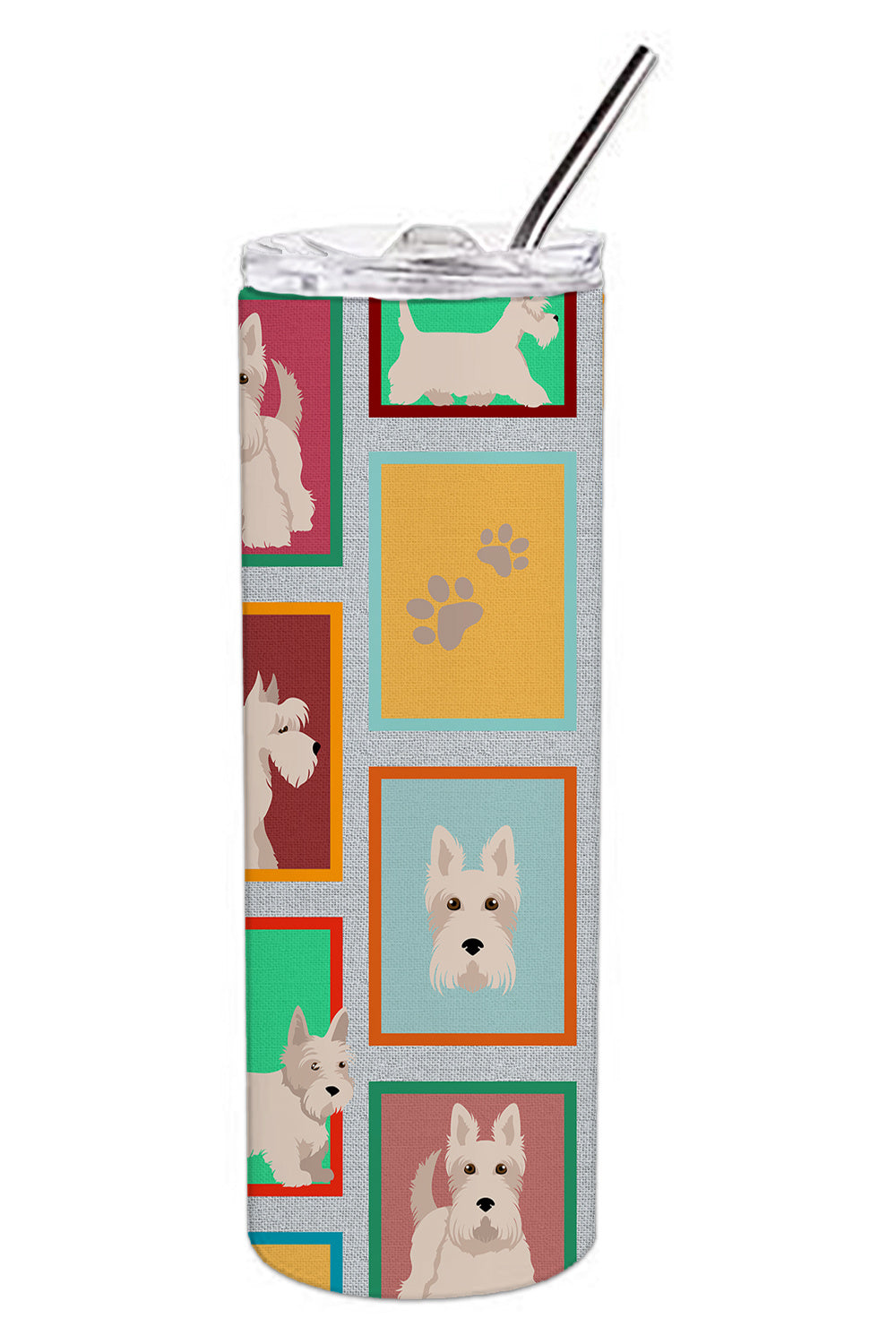 Lots of Wheaten Scottish Terrier Stainless Steel Skinny Tumbler Vacuum Double Walled Reusable Insulated Tumbler Travel Cup for Coffee Cocktails Gift with Lid, 20 oz - Renee Lane Company