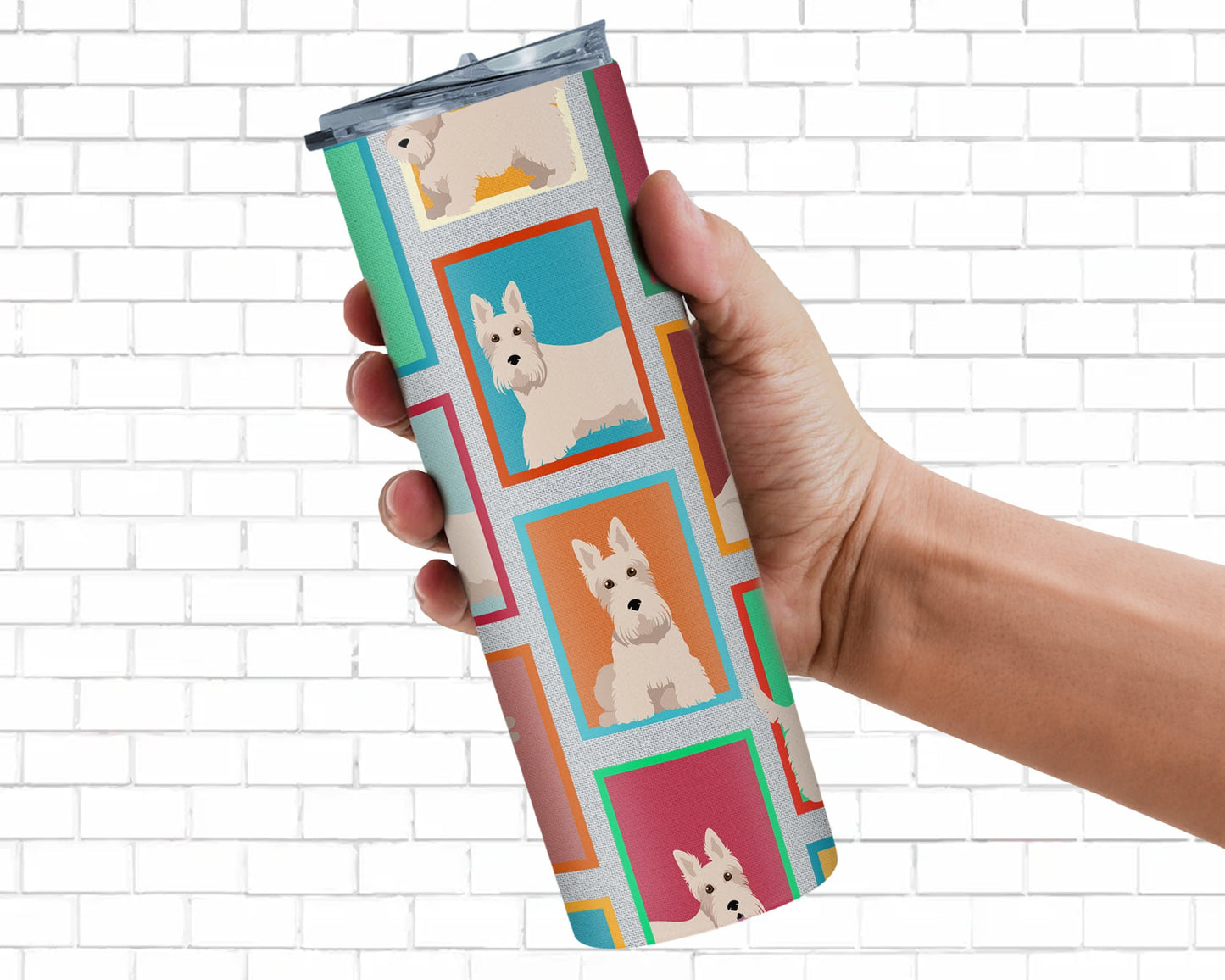 Lots of Wheaten Scottish Terrier Stainless Steel Skinny Tumbler Vacuum Double Walled Reusable Insulated Tumbler Travel Cup for Coffee Cocktails Gift with Lid, 20 oz - Renee Lane Company