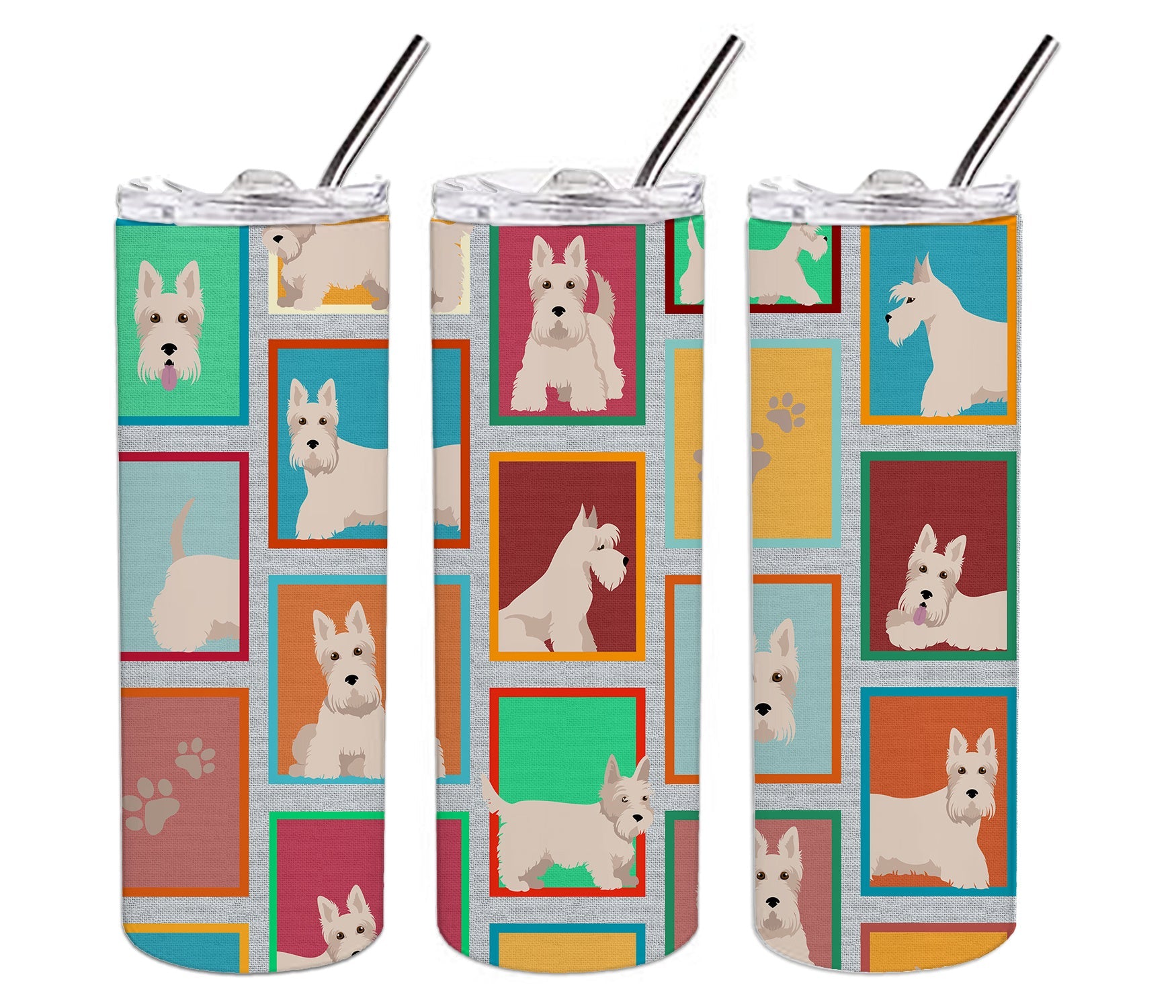 Lots of Wheaten Scottish Terrier Stainless Steel Skinny Tumbler Vacuum Double Walled Reusable Insulated Tumbler Travel Cup for Coffee Cocktails Gift with Lid, 20 oz - Renee Lane Company