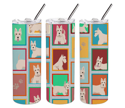 Lots of Wheaten Scottish Terrier Stainless Steel Skinny Tumbler Vacuum Double Walled Reusable Insulated Tumbler Travel Cup for Coffee Cocktails Gift with Lid, 20 oz - Renee Lane Company