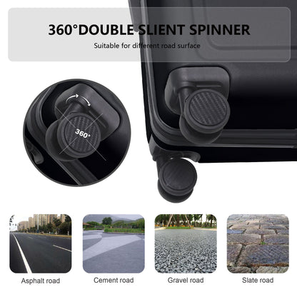 Luggage Sets ABS Hardshell 3pcs Luggage, Lightweight Durable Suitcase sets Spinner Wheels Suitcase 20''24''28'' (BLACK) - Renee Lane Company