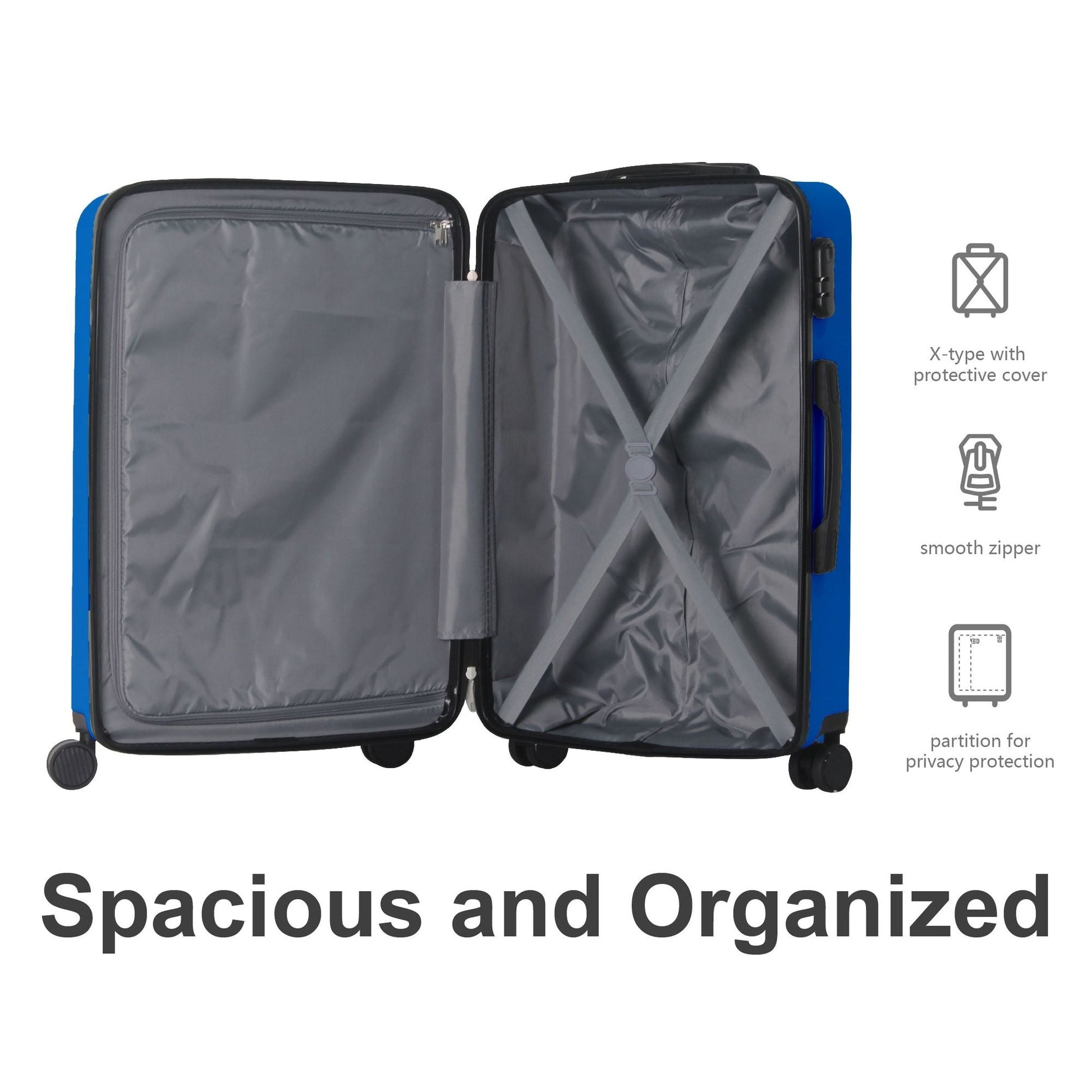 Luggage Sets ABS Hardshell 3pcs Luggage, Lightweight Durable Suitcase sets Spinner Wheels Suitcase 20''24''28'' (BLUE) - Renee Lane Company