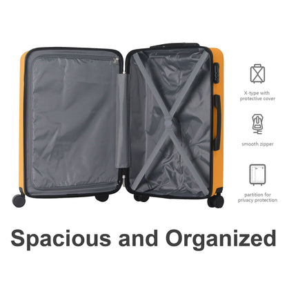 Luggage Sets ABS Hardshell 3pcs Luggage, Lightweight Durable Suitcase sets Spinner Wheels Suitcase 20''24''28'' (Yellow) - Renee Lane Company