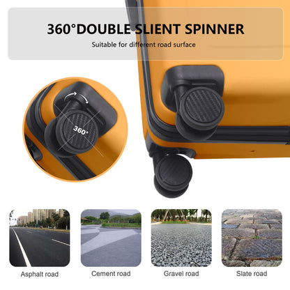 Luggage Sets ABS Hardshell 3pcs Luggage, Lightweight Durable Suitcase sets Spinner Wheels Suitcase 20''24''28'' (Yellow) - Renee Lane Company
