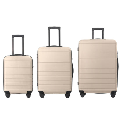 Luggage Sets ABS Hardshell 3pcs Luggage, Lightweight Durable Suitcase sets Spinner Wheels Suitcase with TSA Lock 20''24''28'' Available(Beige) - Renee Lane Company