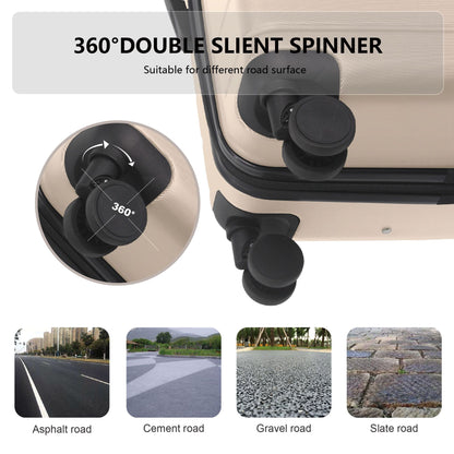 Luggage Sets ABS Hardshell 3pcs Luggage, Lightweight Durable Suitcase sets Spinner Wheels Suitcase with TSA Lock 20''24''28'' Available(Beige) - Renee Lane Company
