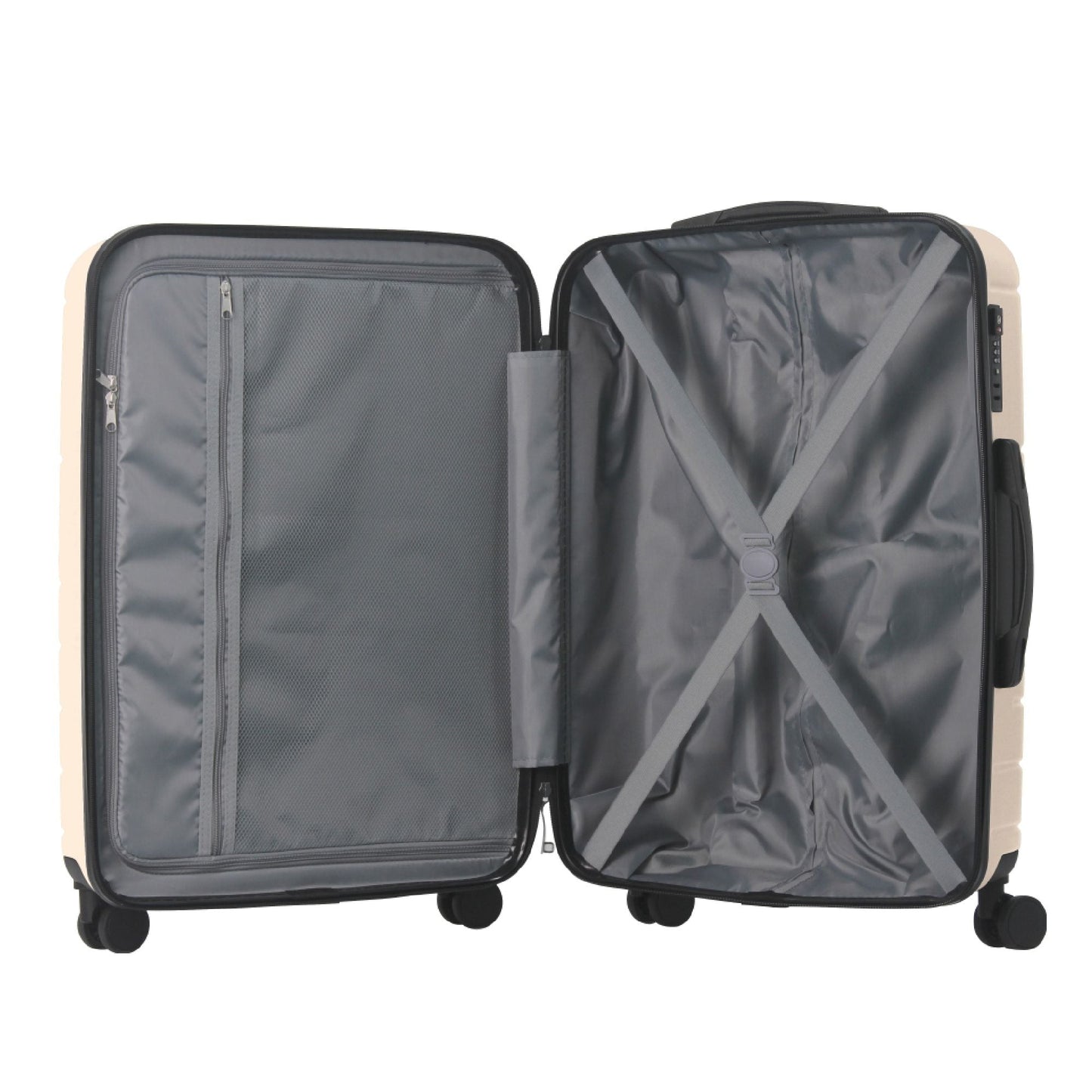 Luggage Sets ABS Hardshell 3pcs Luggage, Lightweight Durable Suitcase sets Spinner Wheels Suitcase with TSA Lock 20''24''28'' Available(Beige) - Renee Lane Company
