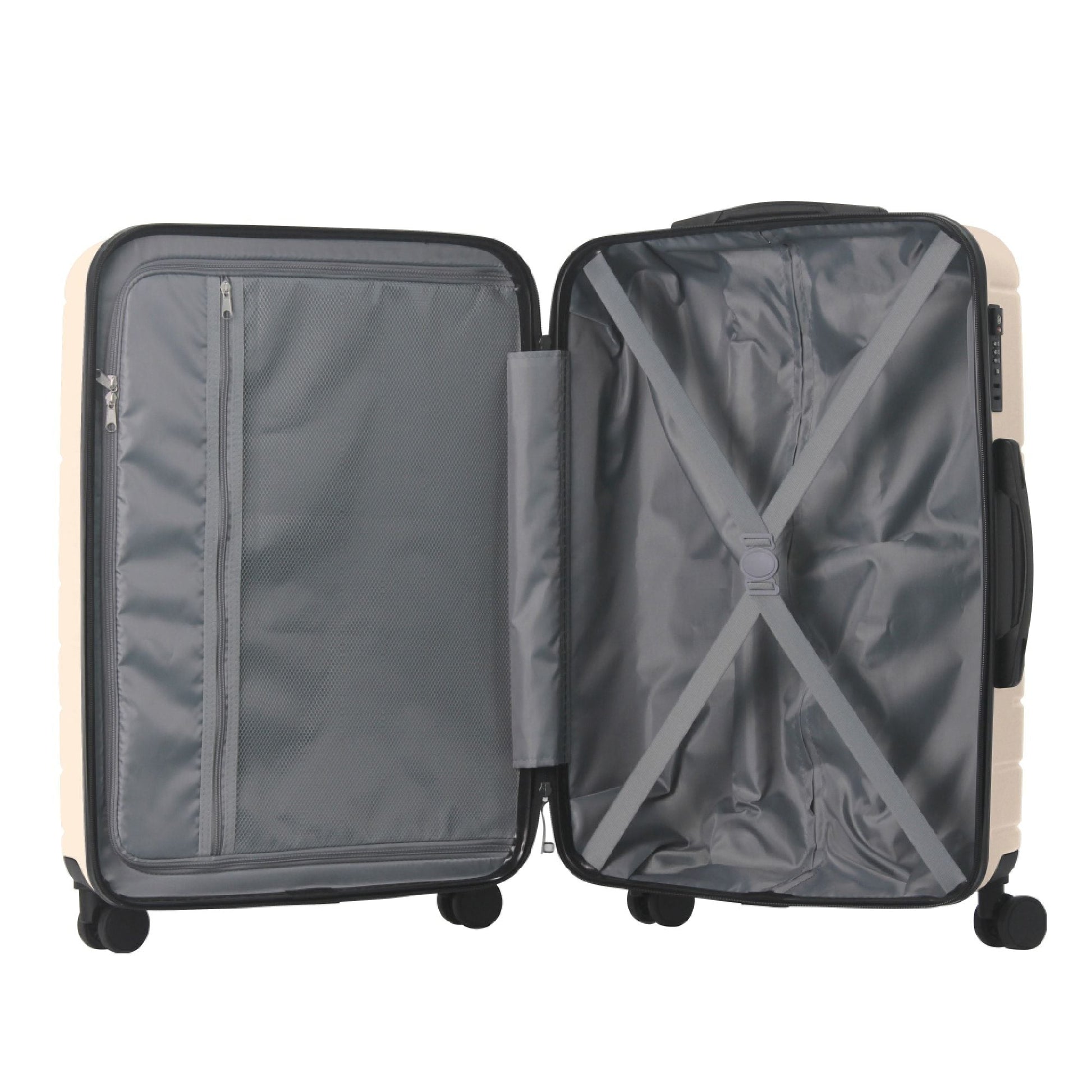 Luggage Sets ABS Hardshell 3pcs Luggage, Lightweight Durable Suitcase sets Spinner Wheels Suitcase with TSA Lock 20''24''28'' Available(Beige) - Renee Lane Company