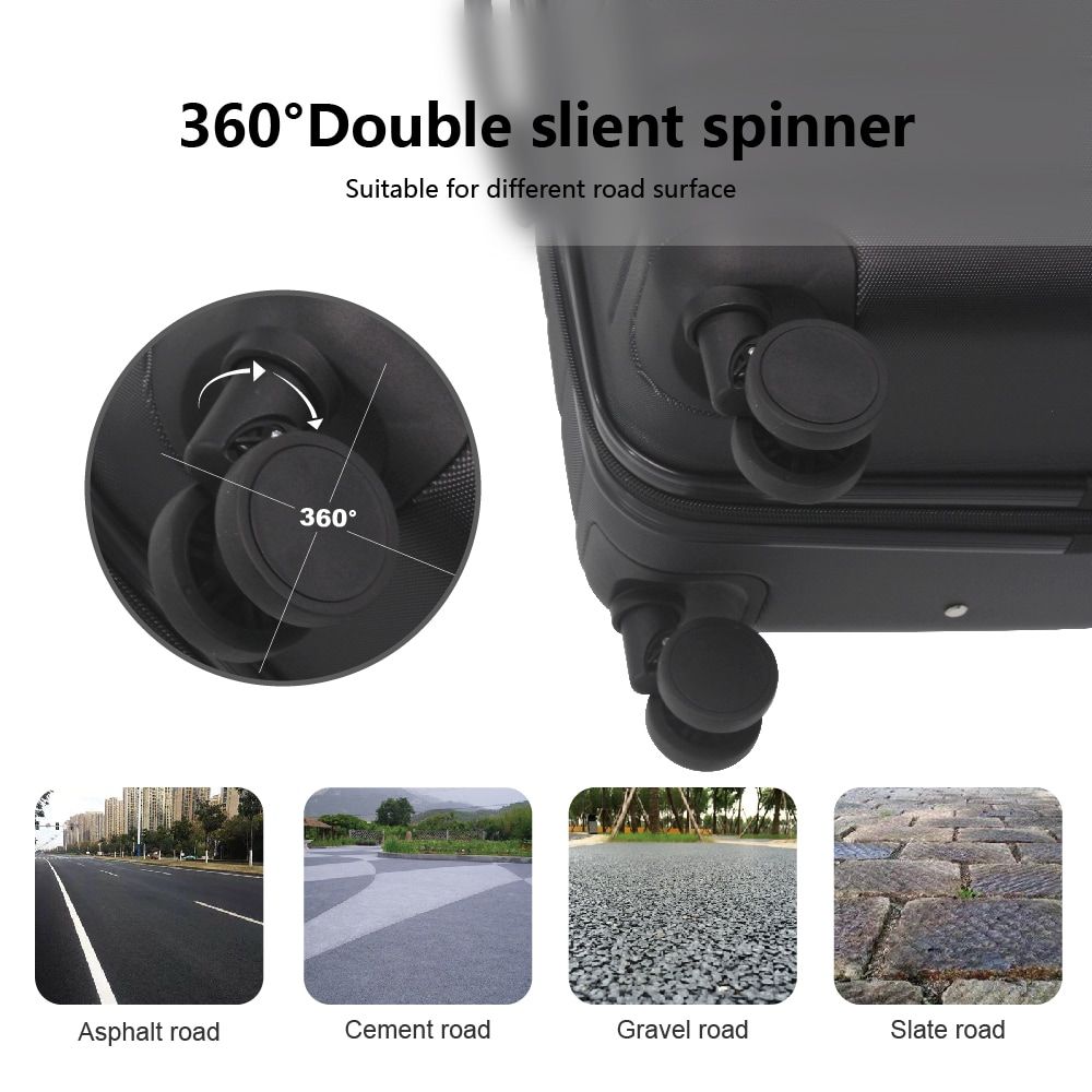 Luggage Sets ABS Hardshell 3pcs Luggage, Lightweight Durable Suitcase sets Spinner Wheels Suitcase with TSA Lock 20''24''28'' Available(Black) - Renee Lane Company