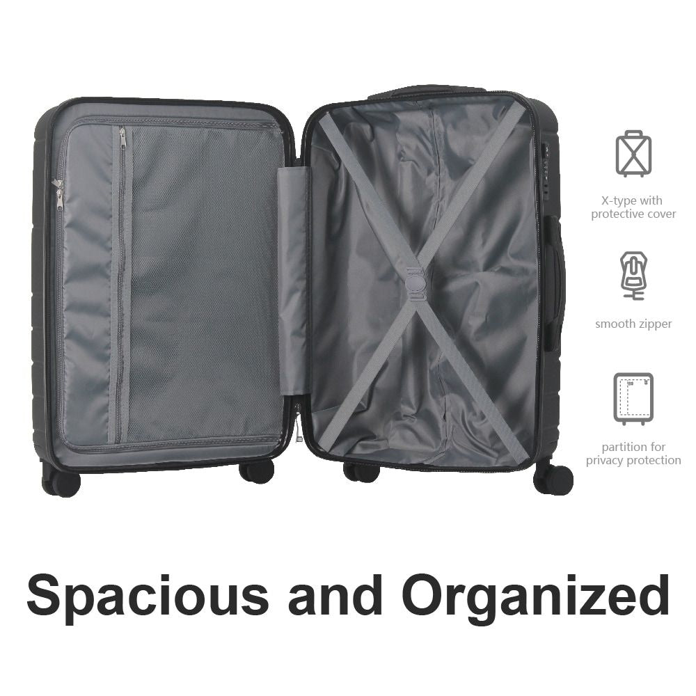 Luggage Sets ABS Hardshell 3pcs Luggage, Lightweight Durable Suitcase sets Spinner Wheels Suitcase with TSA Lock 20''24''28'' Available(Black) - Renee Lane Company