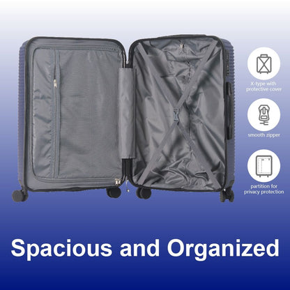 Luggage Sets ABS Hardshell 3pcs Luggage, Lightweight Durable Suitcase sets Spinner Wheels Suitcase with TSA Lock 20''24''28'' Available(Blue) - Renee Lane Company