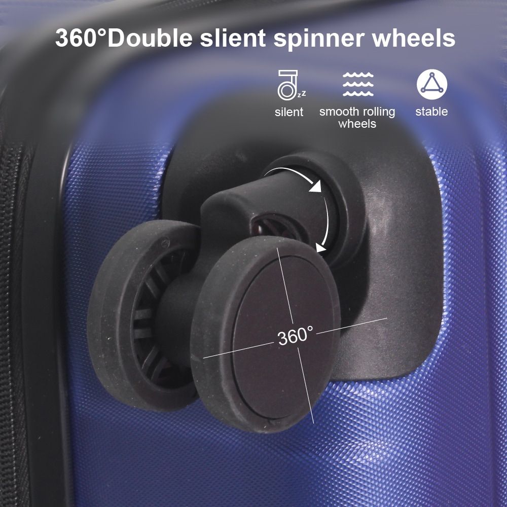 Luggage Sets ABS Hardshell 3pcs Luggage, Lightweight Durable Suitcase sets Spinner Wheels Suitcase with TSA Lock 20''24''28'' Available(Blue) - Renee Lane Company