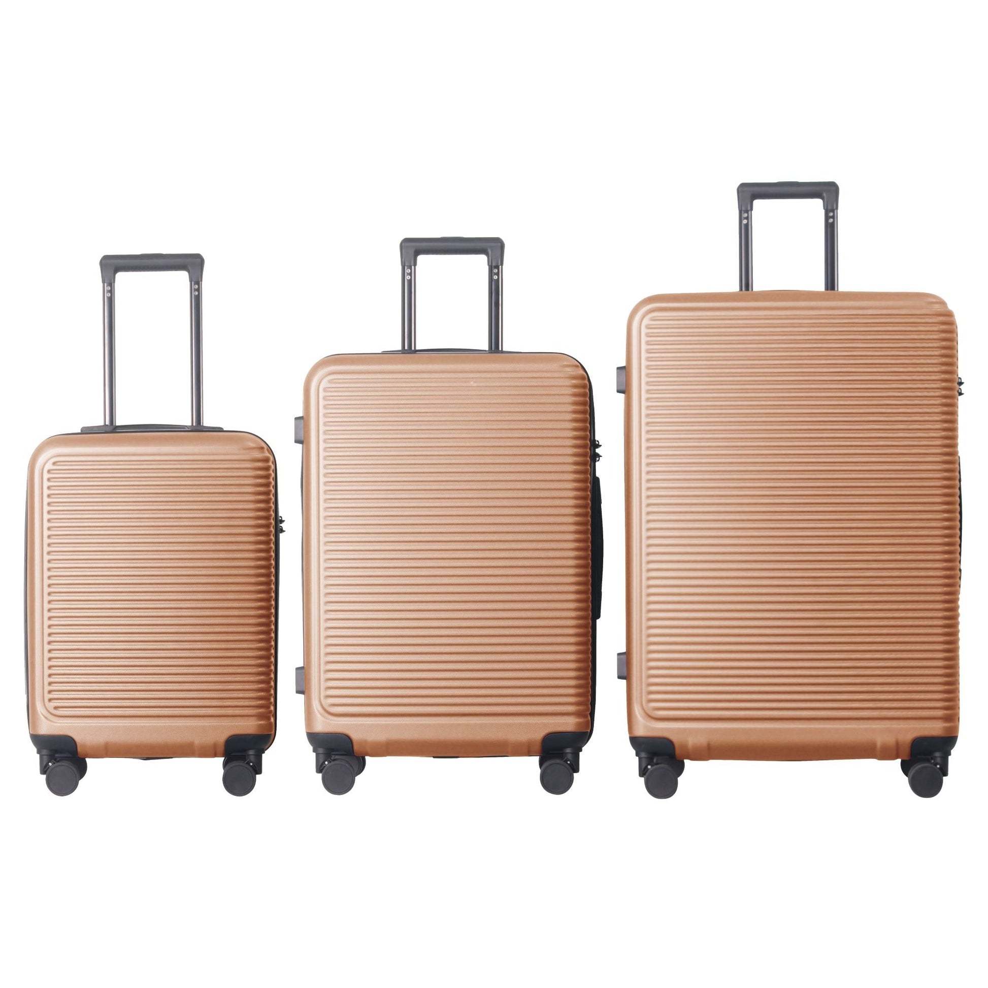 Luggage Sets ABS Hardshell 3pcs Luggage, Lightweight Durable Suitcase sets Spinner Wheels Suitcase with TSA Lock 20''24''28'' Available(Brown) - Renee Lane Company