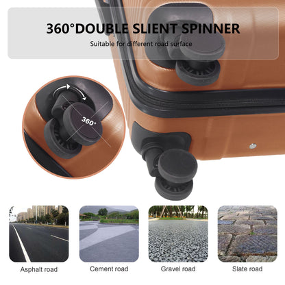 Luggage Sets ABS Hardshell 3pcs Luggage, Lightweight Durable Suitcase sets Spinner Wheels Suitcase with TSA Lock 20''24''28'' Available(Brown) - Renee Lane Company