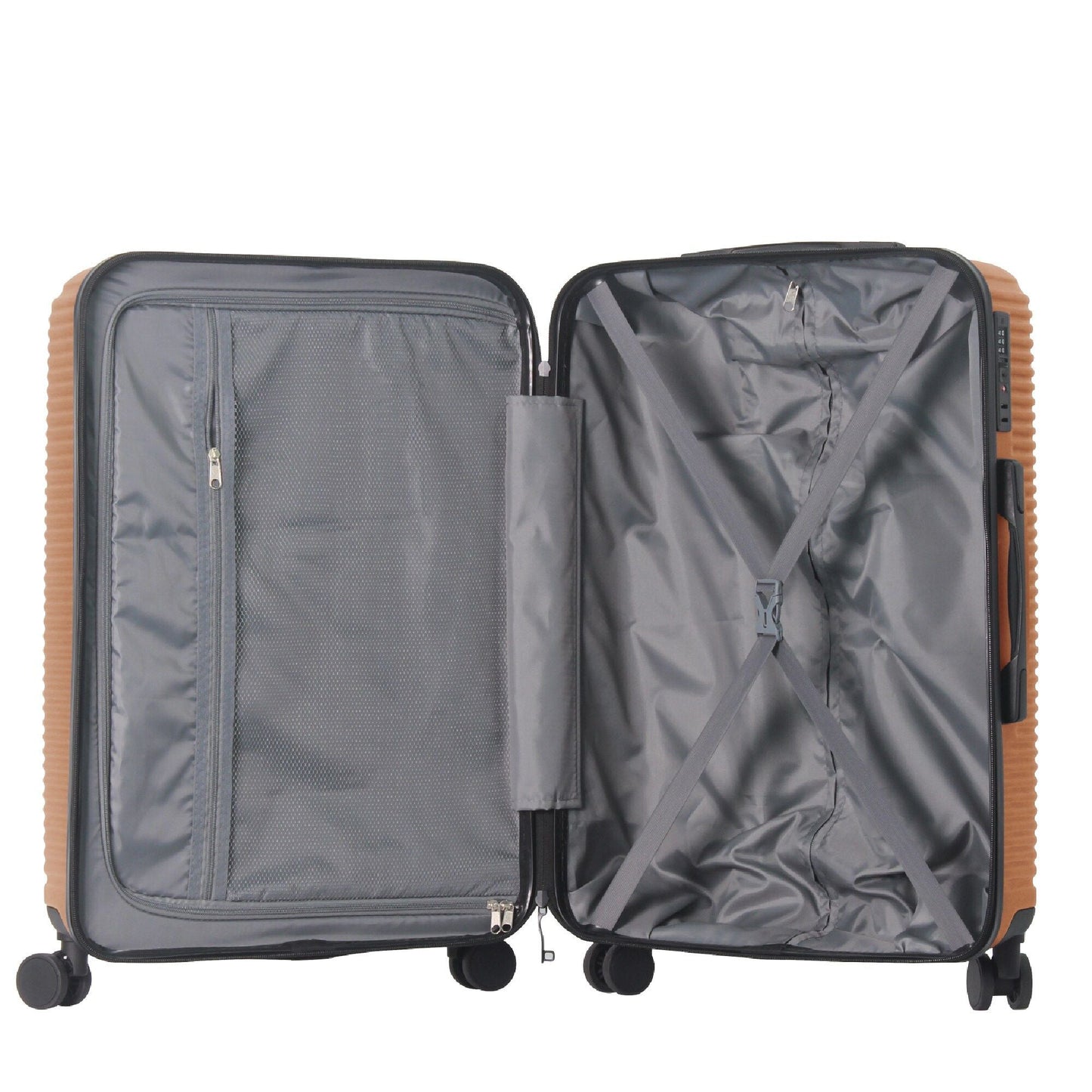 Luggage Sets ABS Hardshell 3pcs Luggage, Lightweight Durable Suitcase sets Spinner Wheels Suitcase with TSA Lock 20''24''28'' Available(Brown) - Renee Lane Company