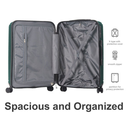 Luggage Sets ABS Hardshell 3pcs Luggage, Lightweight Durable Suitcase sets Spinner Wheels Suitcase with TSA Lock 20''24''28'' Available(Dark Green) - Renee Lane Company