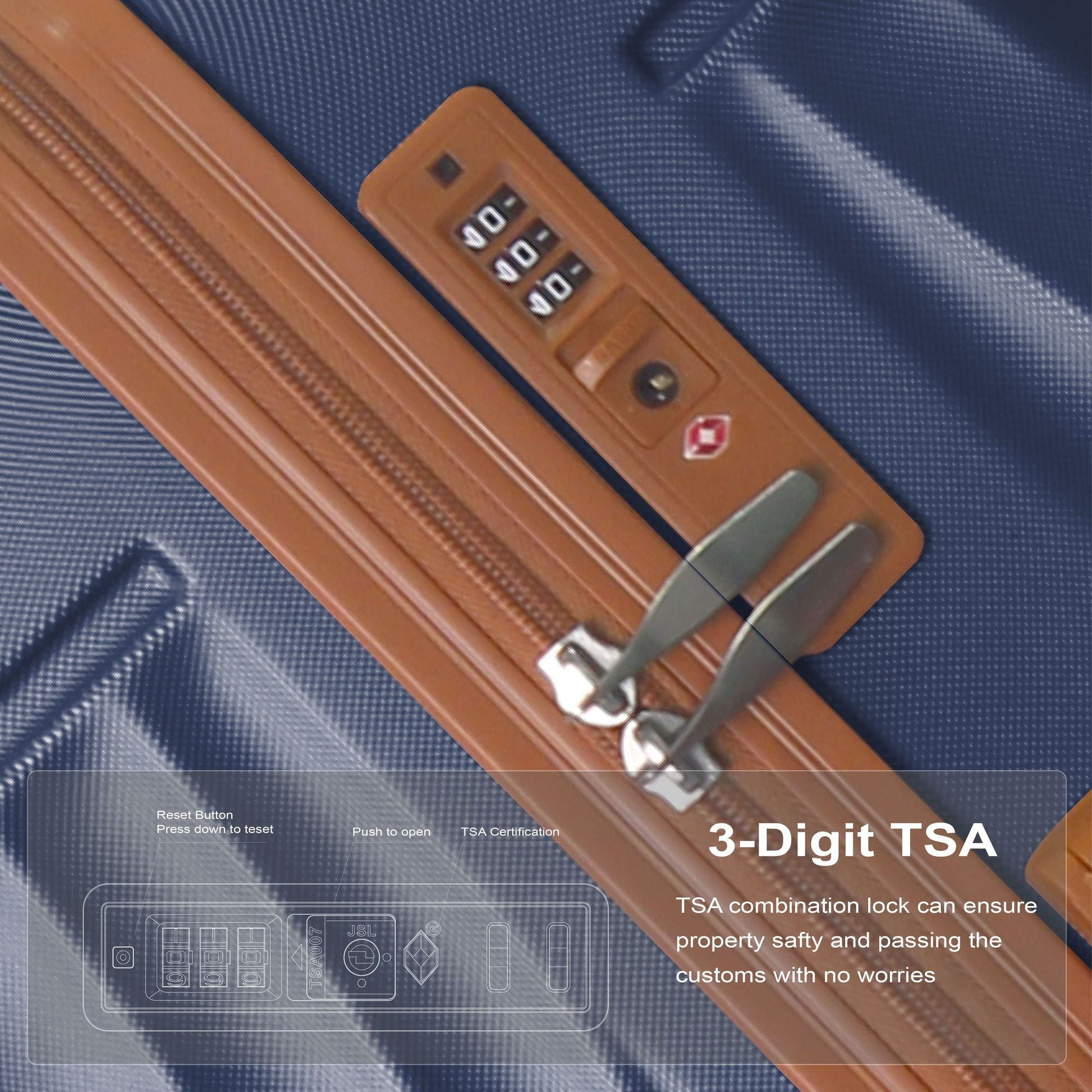 Luggage Sets ABS Hardshell 3pcs Luggage, Lightweight Durable Suitcase sets Spinner Wheels Suitcase with TSA Lock 20''24''28'' Available(Navy Blue) - Renee Lane Company
