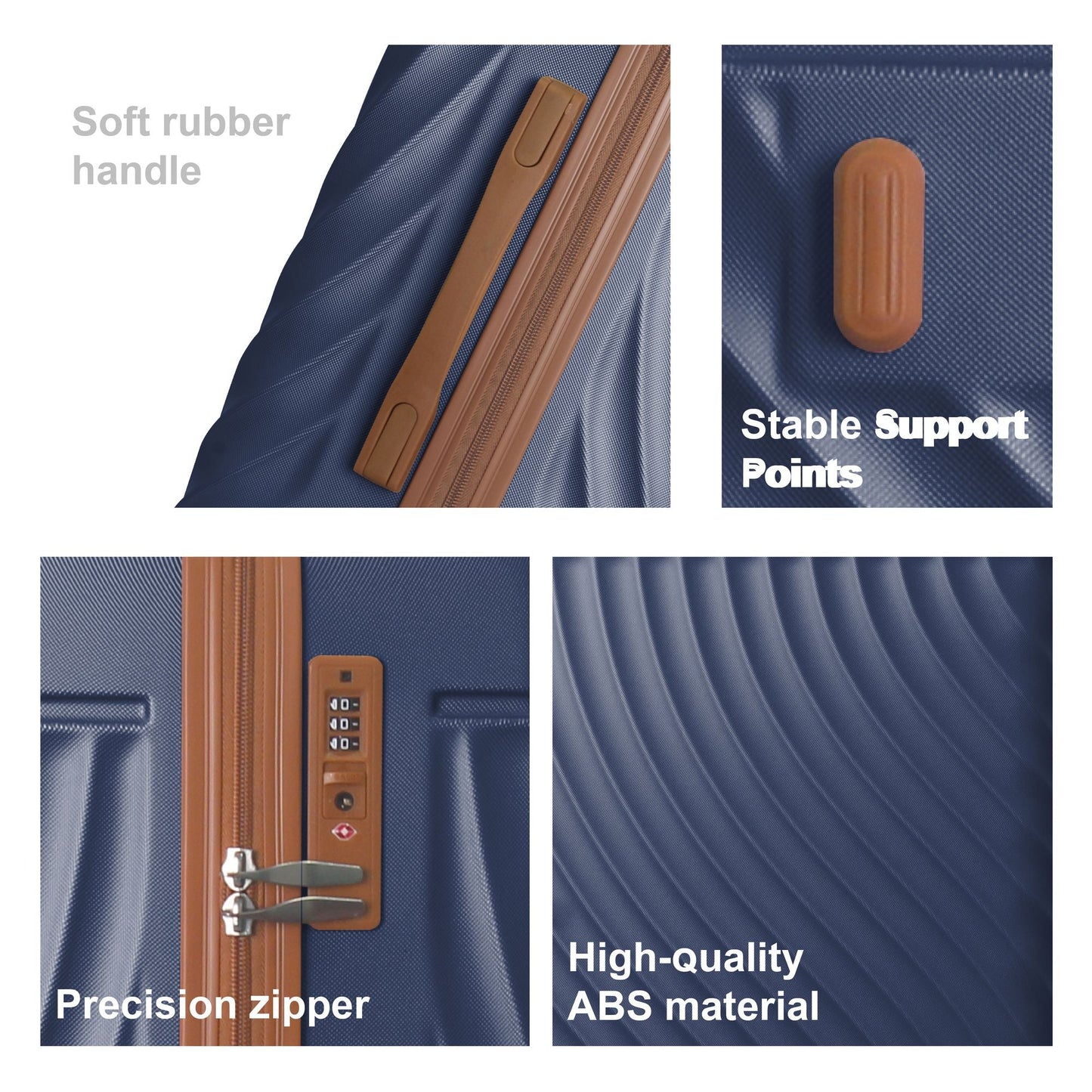 Luggage Sets ABS Hardshell 3pcs Luggage, Lightweight Durable Suitcase sets Spinner Wheels Suitcase with TSA Lock 20''24''28'' Available(Navy Blue) - Renee Lane Company