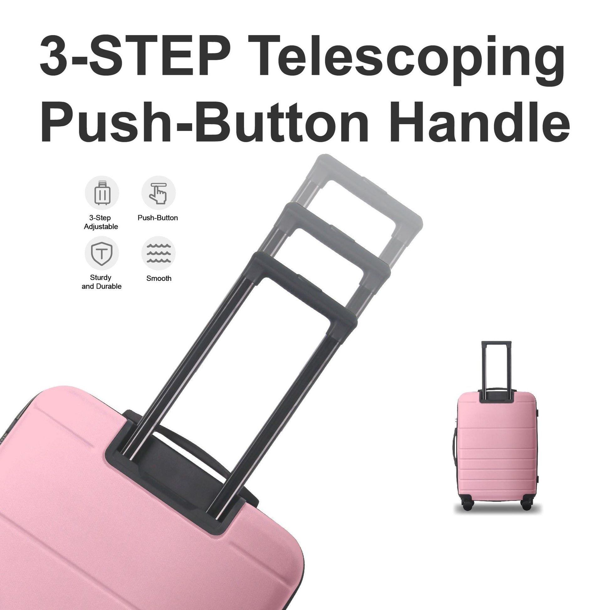 Luggage Sets ABS Hardshell 3pcs Luggage, Lightweight Durable Suitcase sets Spinner Wheels Suitcase with TSA Lock 20''24''28'' Available(Pink) - Renee Lane Company