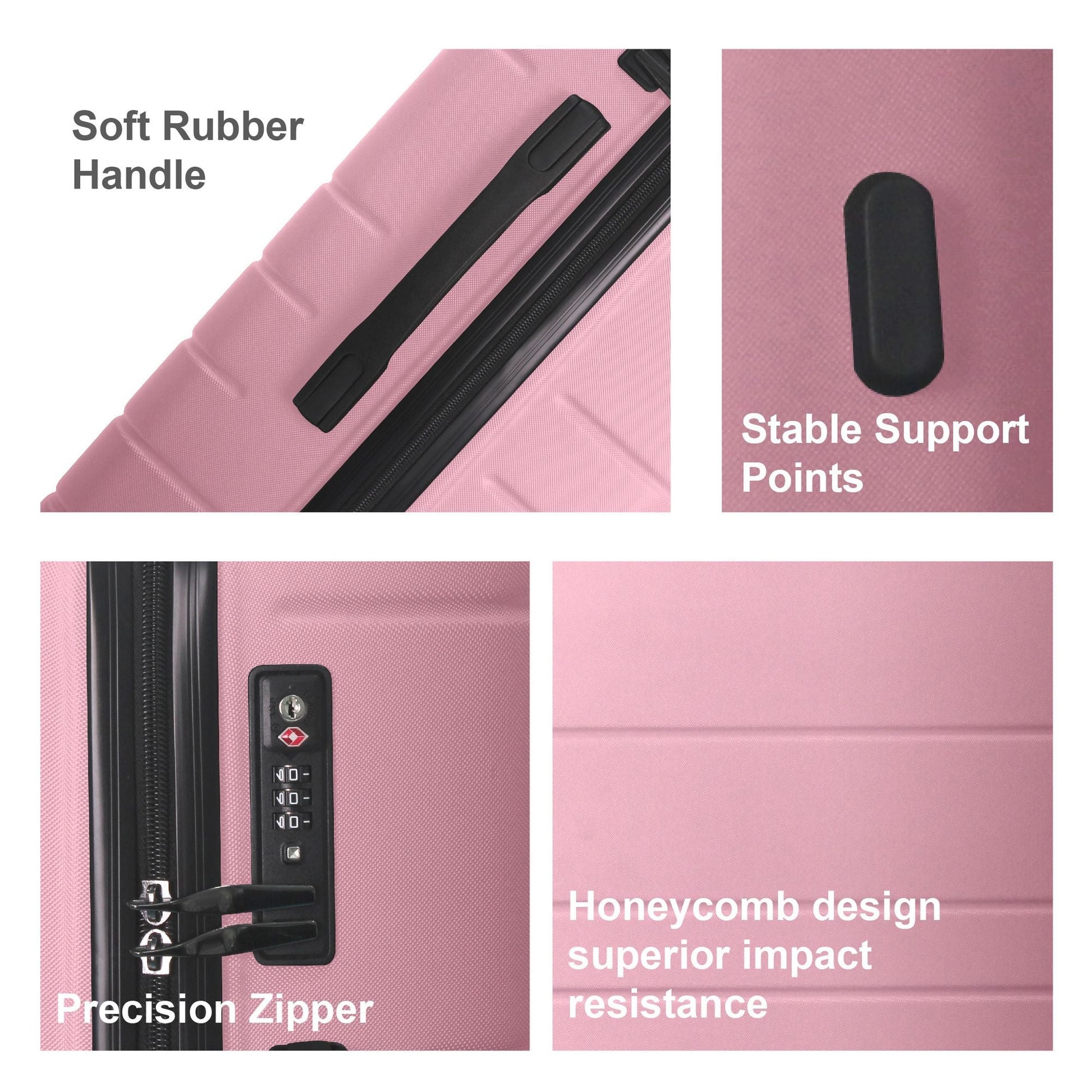 Luggage Sets ABS Hardshell 3pcs Luggage, Lightweight Durable Suitcase sets Spinner Wheels Suitcase with TSA Lock 20''24''28'' Available(Pink) - Renee Lane Company