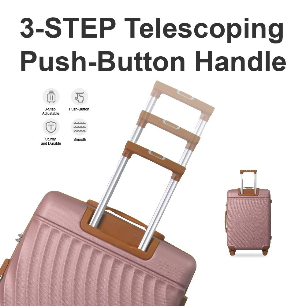 Luggage Sets ABS Hardshell 3pcs Luggage, Lightweight Durable Suitcase sets Spinner Wheels Suitcase with TSA Lock 20''24''28'' Available(Rose Gold ) - Renee Lane Company