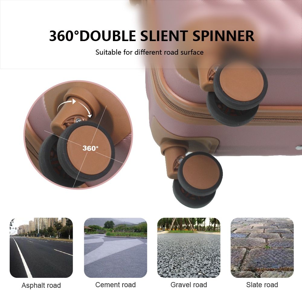 Luggage Sets ABS Hardshell 3pcs Luggage, Lightweight Durable Suitcase sets Spinner Wheels Suitcase with TSA Lock 20''24''28'' Available(Rose Gold ) - Renee Lane Company