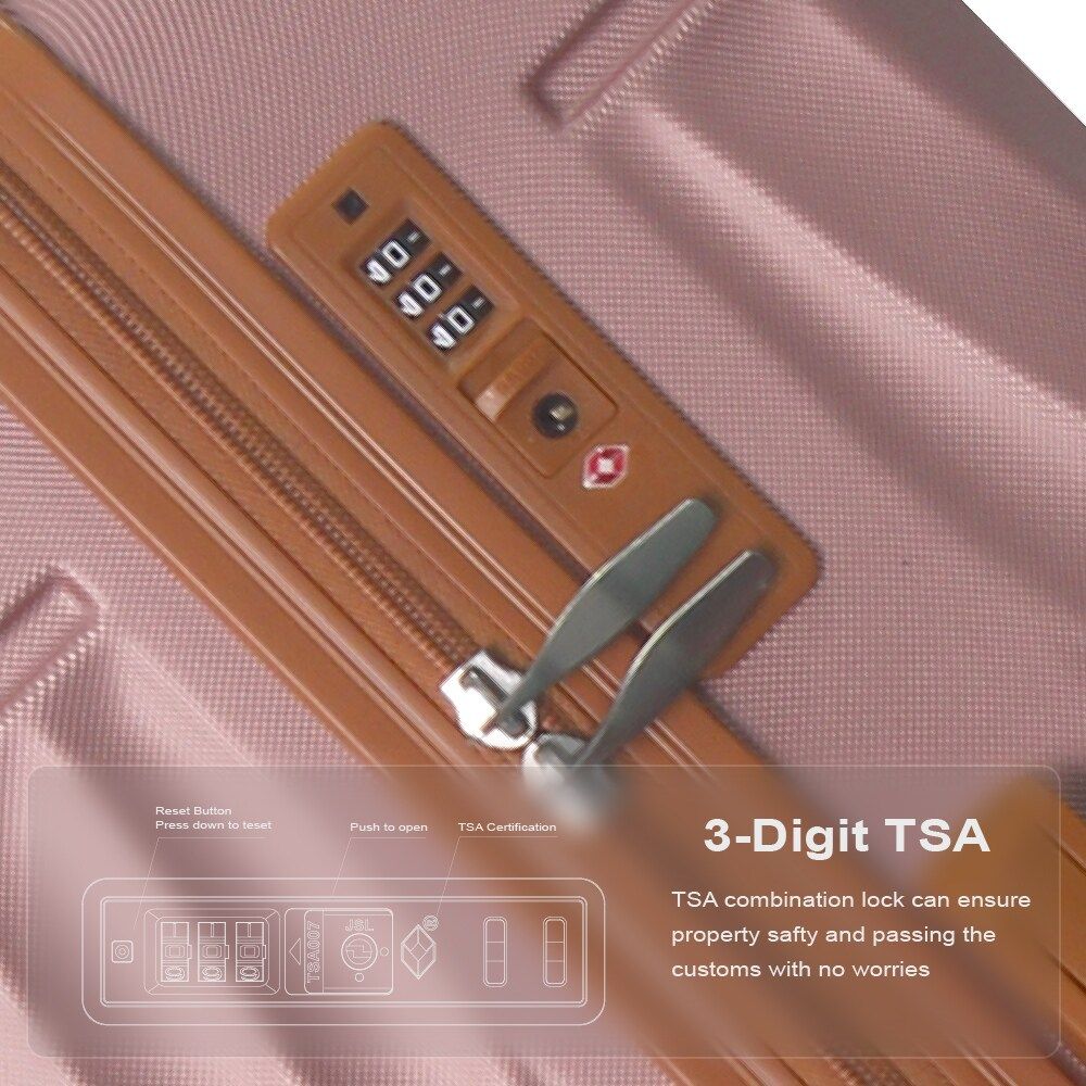Luggage Sets ABS Hardshell 3pcs Luggage, Lightweight Durable Suitcase sets Spinner Wheels Suitcase with TSA Lock 20''24''28'' Available(Rose Gold ) - Renee Lane Company