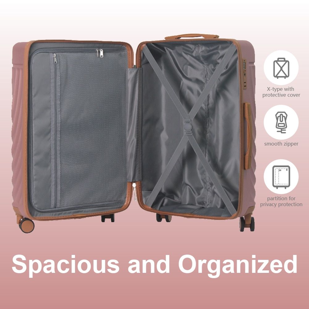 Luggage Sets ABS Hardshell 3pcs Luggage, Lightweight Durable Suitcase sets Spinner Wheels Suitcase with TSA Lock 20''24''28'' Available(Rose Gold ) - Renee Lane Company