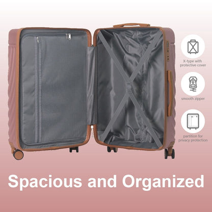 Luggage Sets ABS Hardshell 3pcs Luggage, Lightweight Durable Suitcase sets Spinner Wheels Suitcase with TSA Lock 20''24''28'' Available(Rose Gold ) - Renee Lane Company