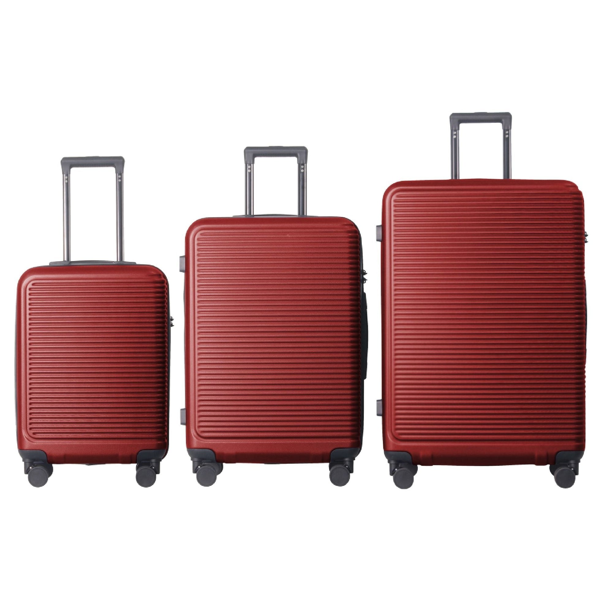 Luggage Sets ABS Hardshell 3pcs Luggage, Lightweight Durable Suitcase sets Spinner Wheels Suitcase with TSA Lock 20''24''28'' Available(WINE RED) - Renee Lane Company
