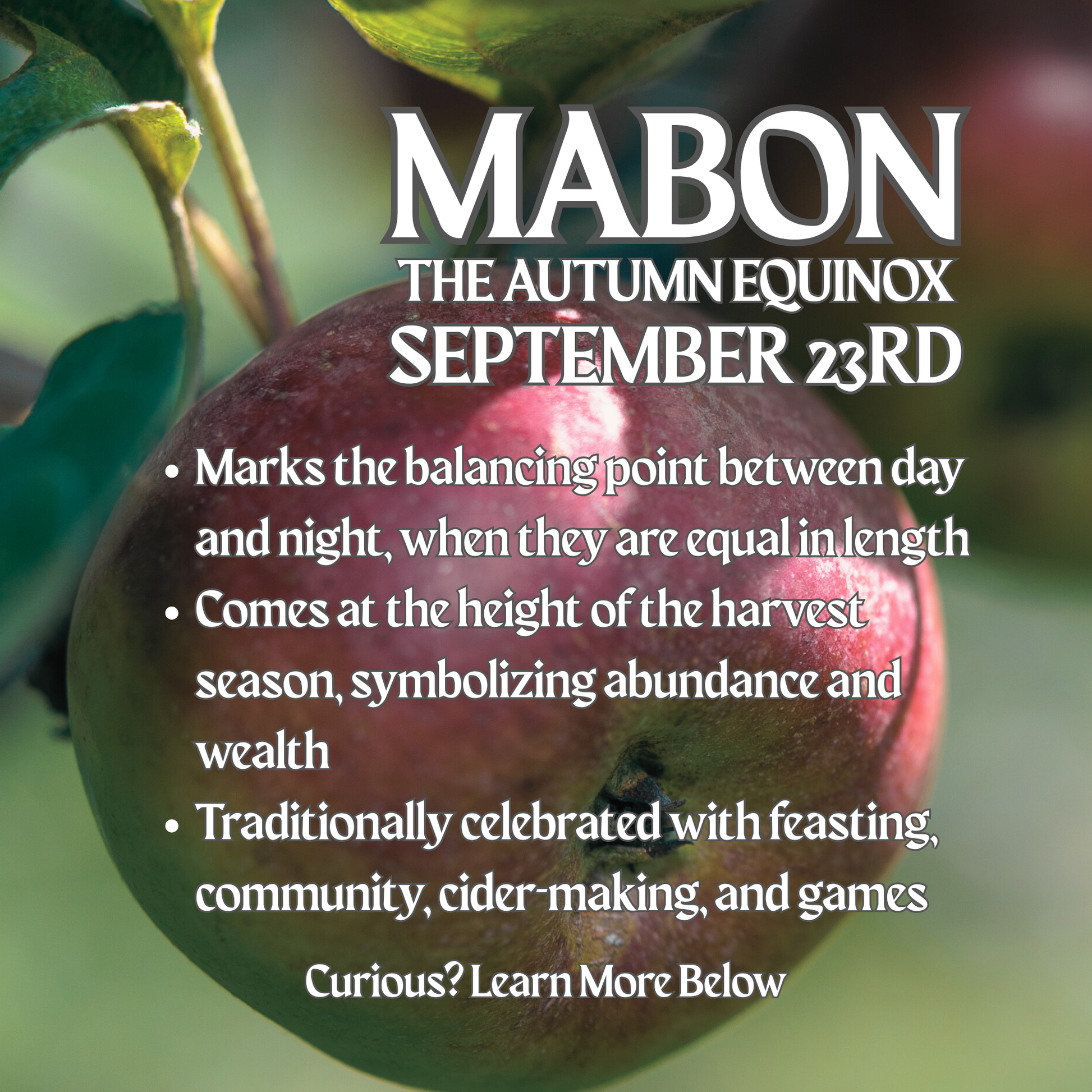 Diffuser oil seasonal promo graphic with a red apple and large event text