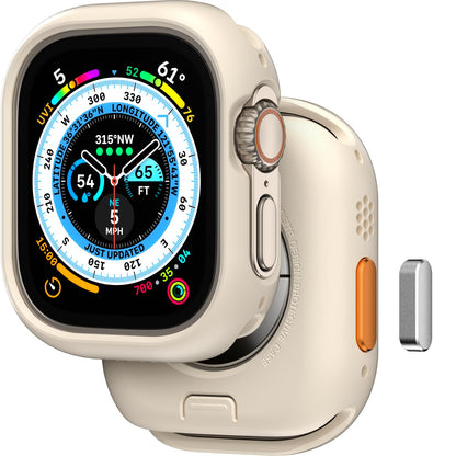 MAGEASY Protective Case for 49mm Apple Watch Ultra 2 Apple Watch Ultra | Shockproof Silicone Bumper Skin - Starlight - Renee Lane Company