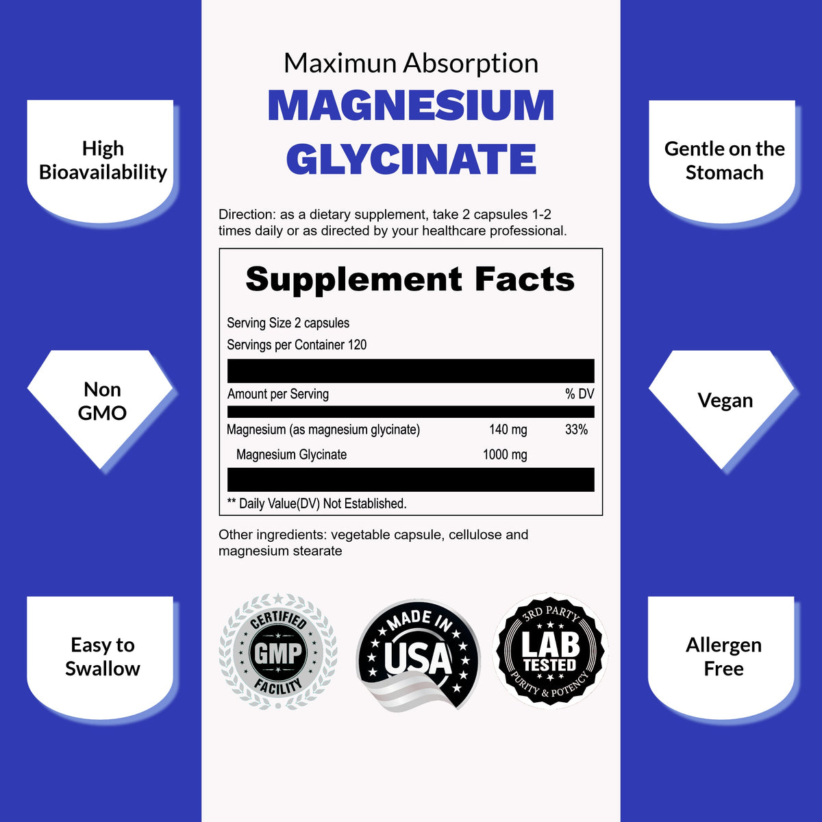 MAGNESIUM GLYCINATE 500MG - Renee Lane Company