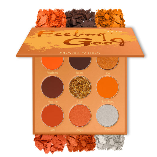 MAKI YIKA Orange Eyeshadow Palette Long Lasting Orange Eye Shadow for Women High Pigmented 9 Color Waterproof Orange Eye Makeup (#4 Orange) - Renee Lane Company