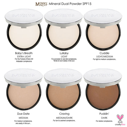 Mineral dual powder set: six compact cases in light to deep shades with covers