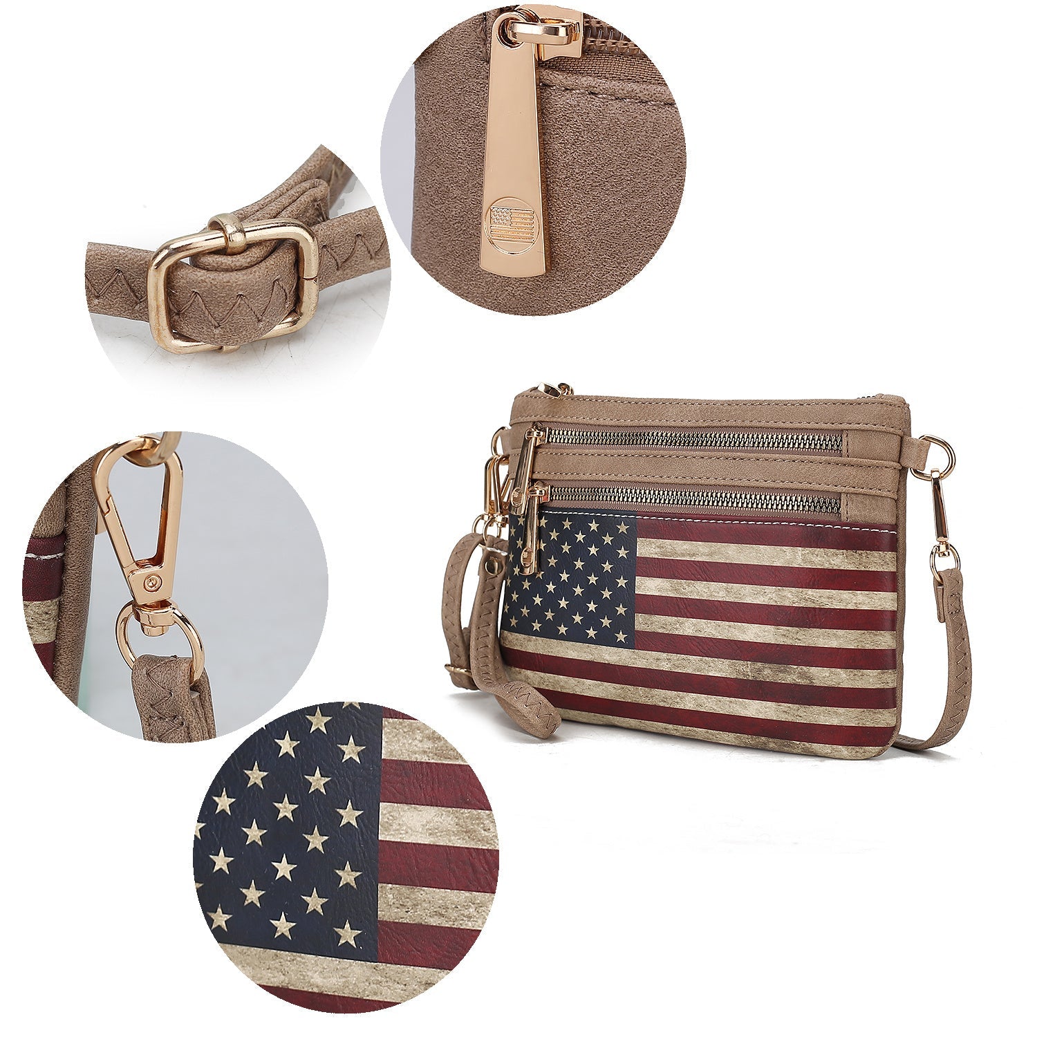 MKF Collection Alisson Vegan Leather Women FLAG Crossbody-Wristlet Bag by Mia K - Renee Lane Company
