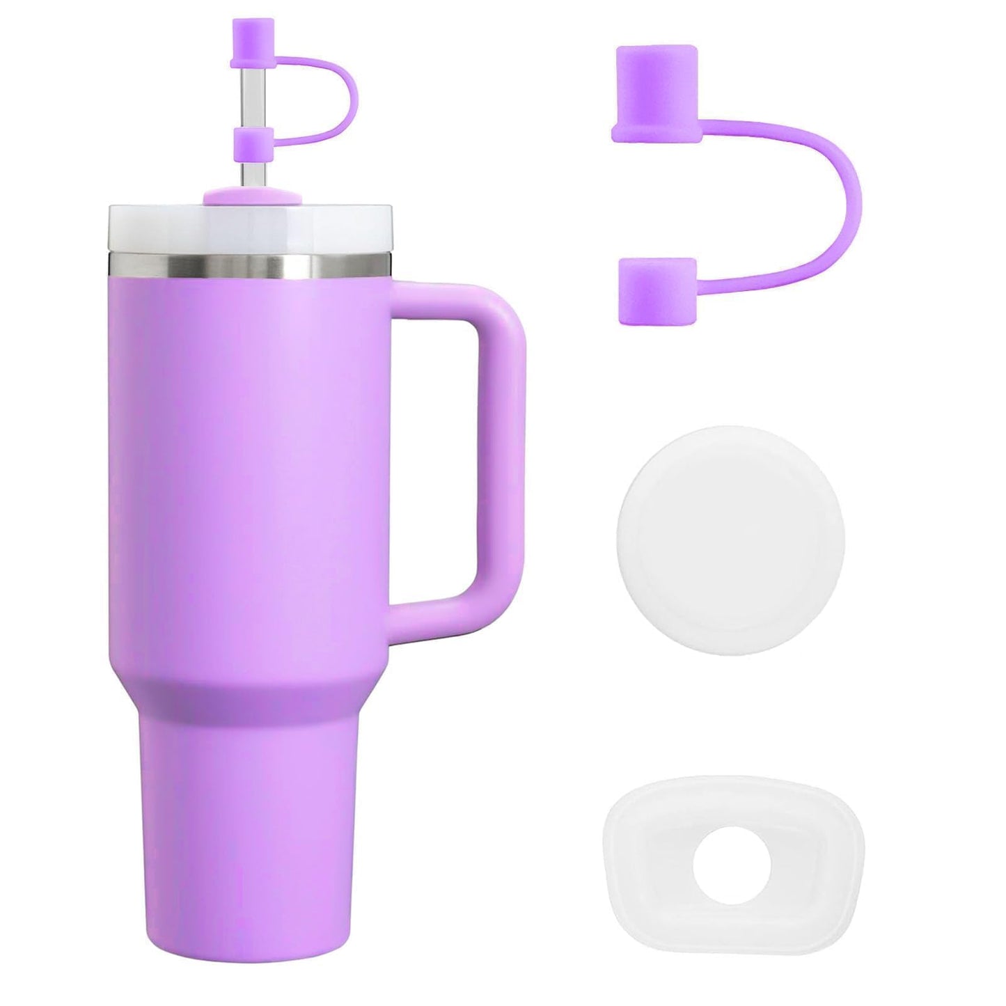 MOLOSLEEVE Straw Toppersfor Stanley Straw Covers Cap for Stanley Cup 2.0Silicone Dust-Proof Straw Caps Compatible with Stanley Cup Accessories 40oz 30oz 20oz（Purple） - Renee Lane Company