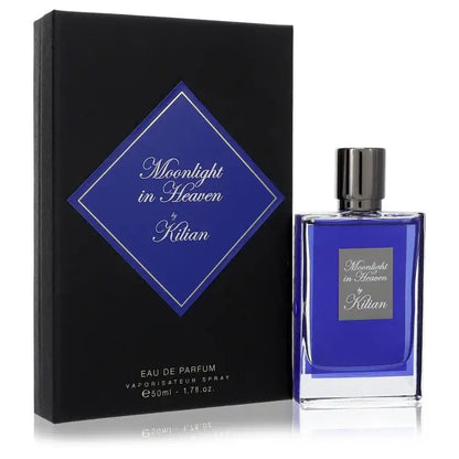 Unisex eau de parfum set: clear-backed dark-blue bottle with Kilian cap and box.