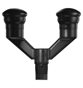Black massage tool head with two rounded ends and U-shaped connector